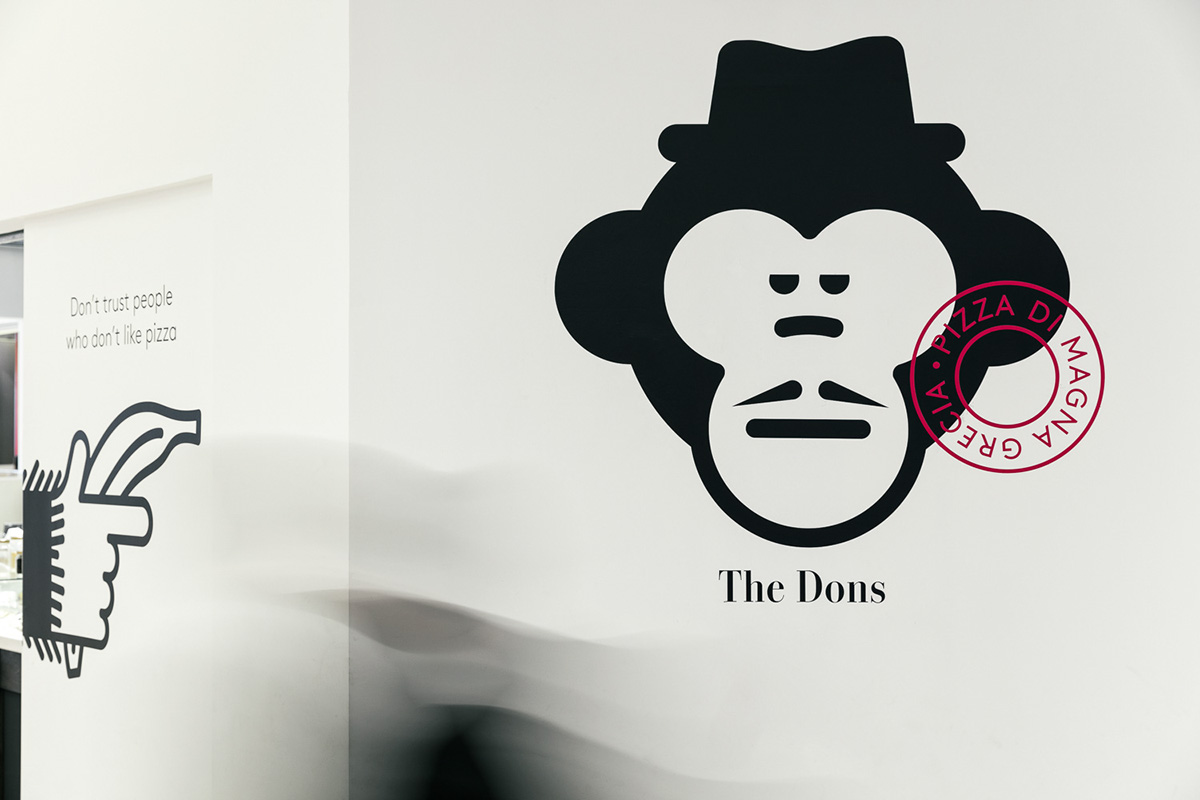 The Dons Pizza monkeys restaurant logo Food  THESSALONIKI identity beetroot