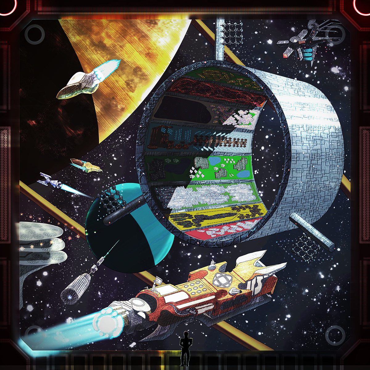 ilustração Digital concept art digital painting Cenário nave espacial espaco sideral estação espacial ficção científica projeto pessoal