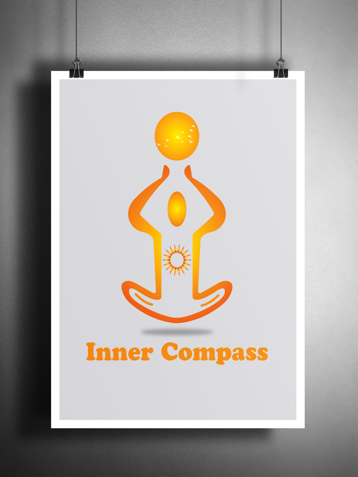 branding  company logo meditaion Yoga inner compass orange blue meditation logo