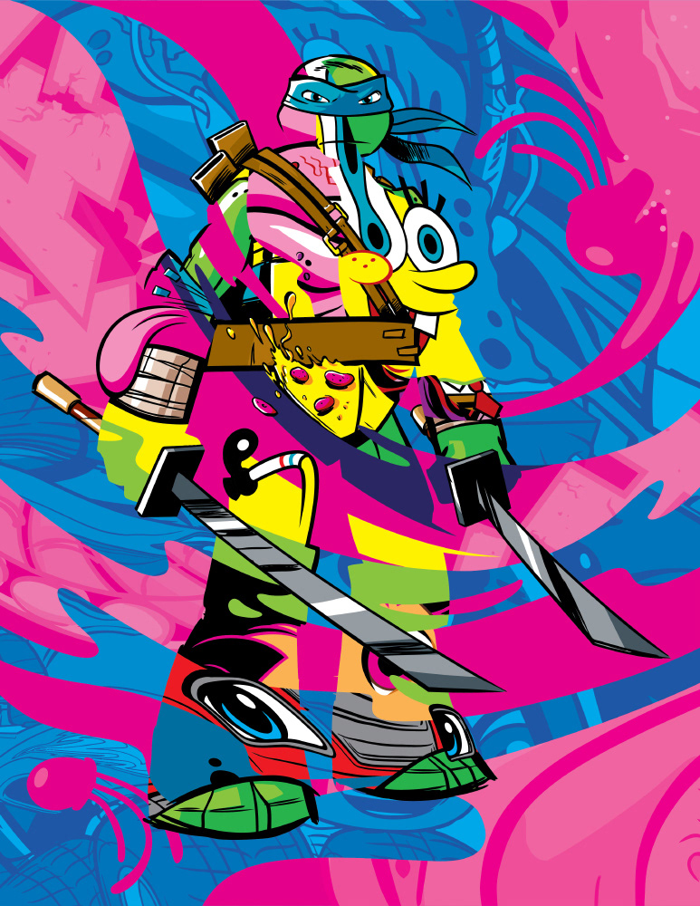 nickelodeon mashup spongebob TMNT branding  animation  character art pattern