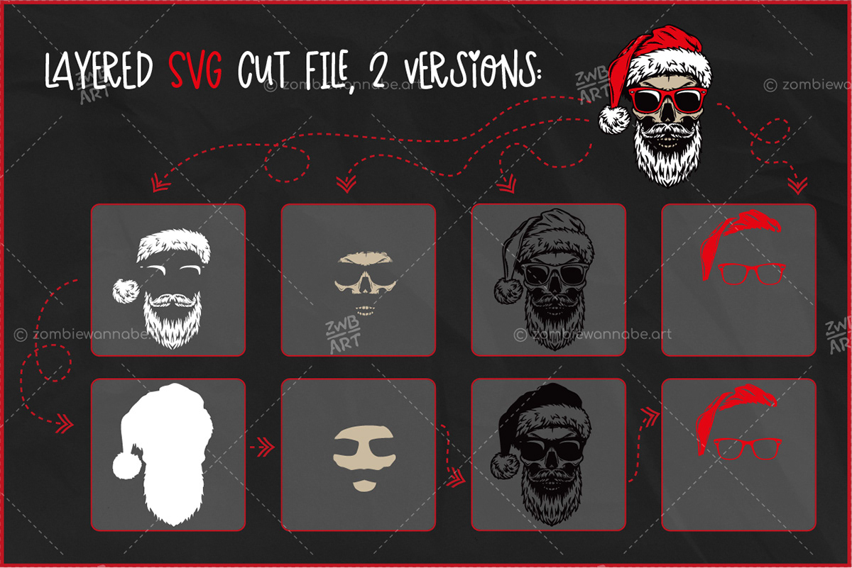 cut files designs for cricut santa's hat skull skull design skull santa svg files T-Shirt designs Vector Illustration