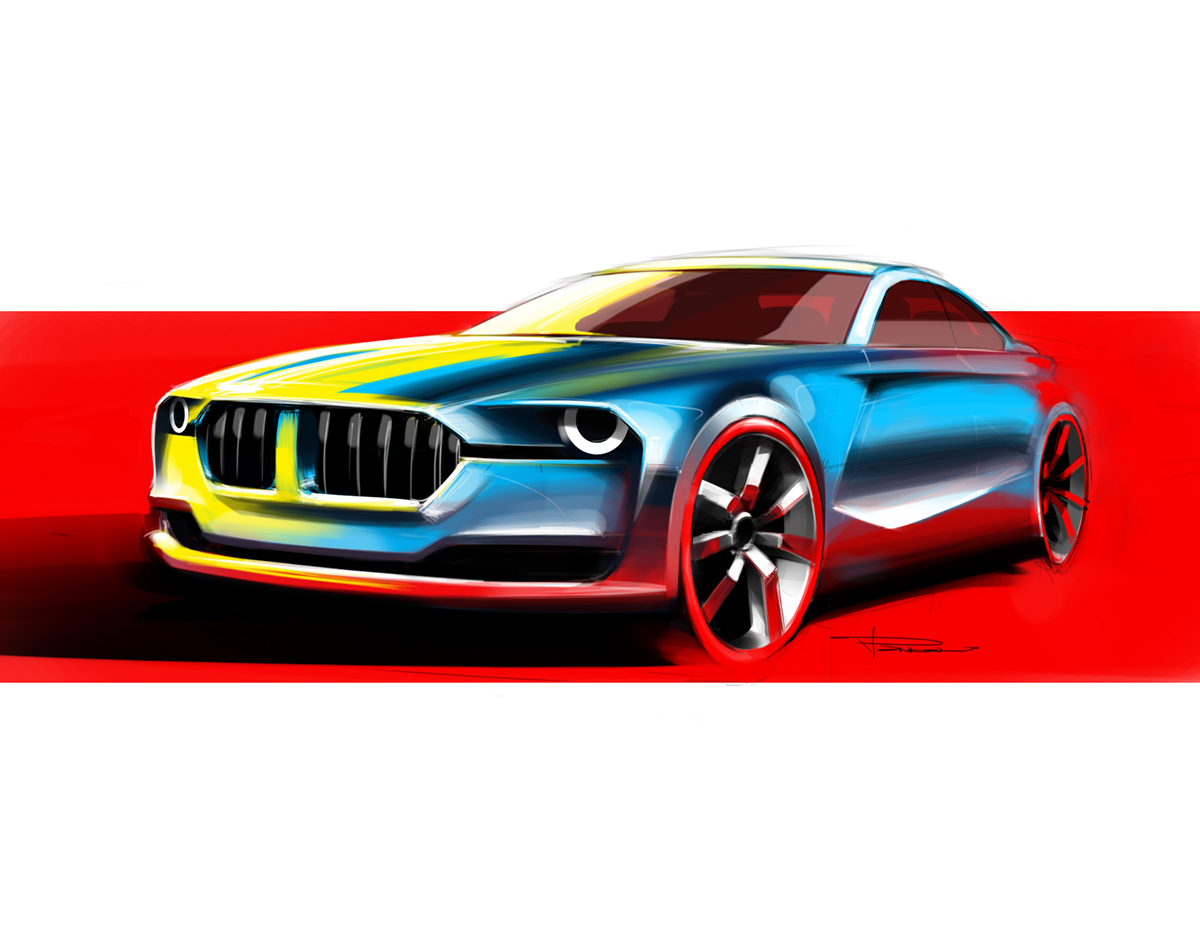 automotive   transportation industrial sketch photoshop Transportation Design car design car sketch BMW rendering