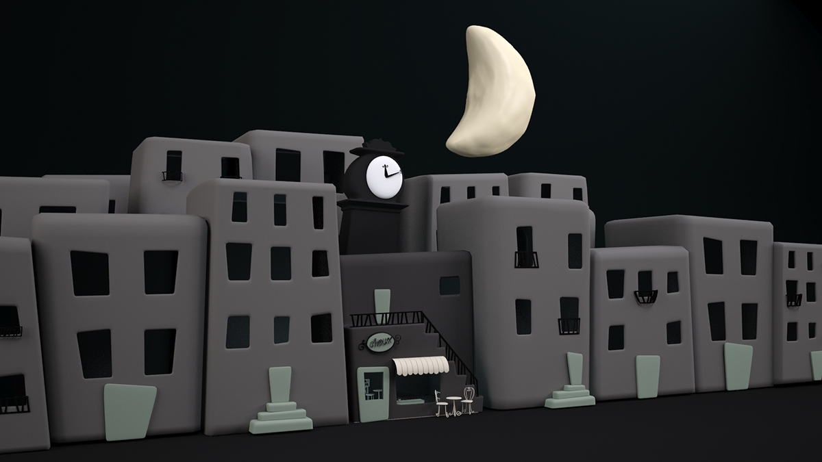 3D modelling city town pastry shop