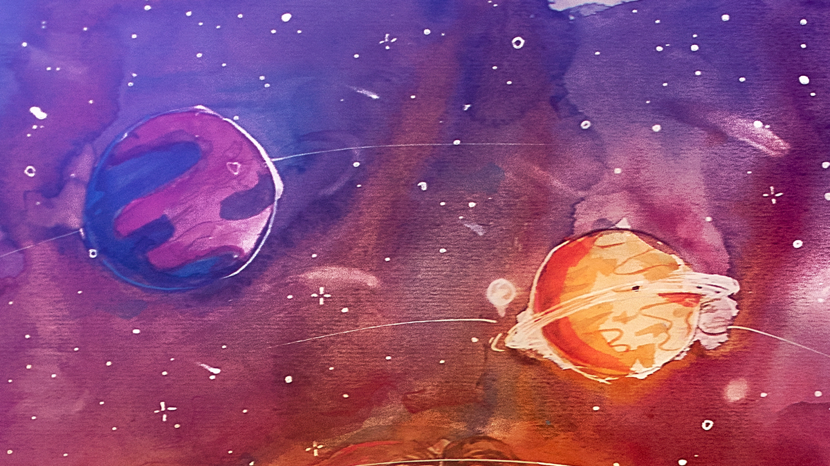 watercolors colors cosmos cosmic Space  Planets stars stargaze