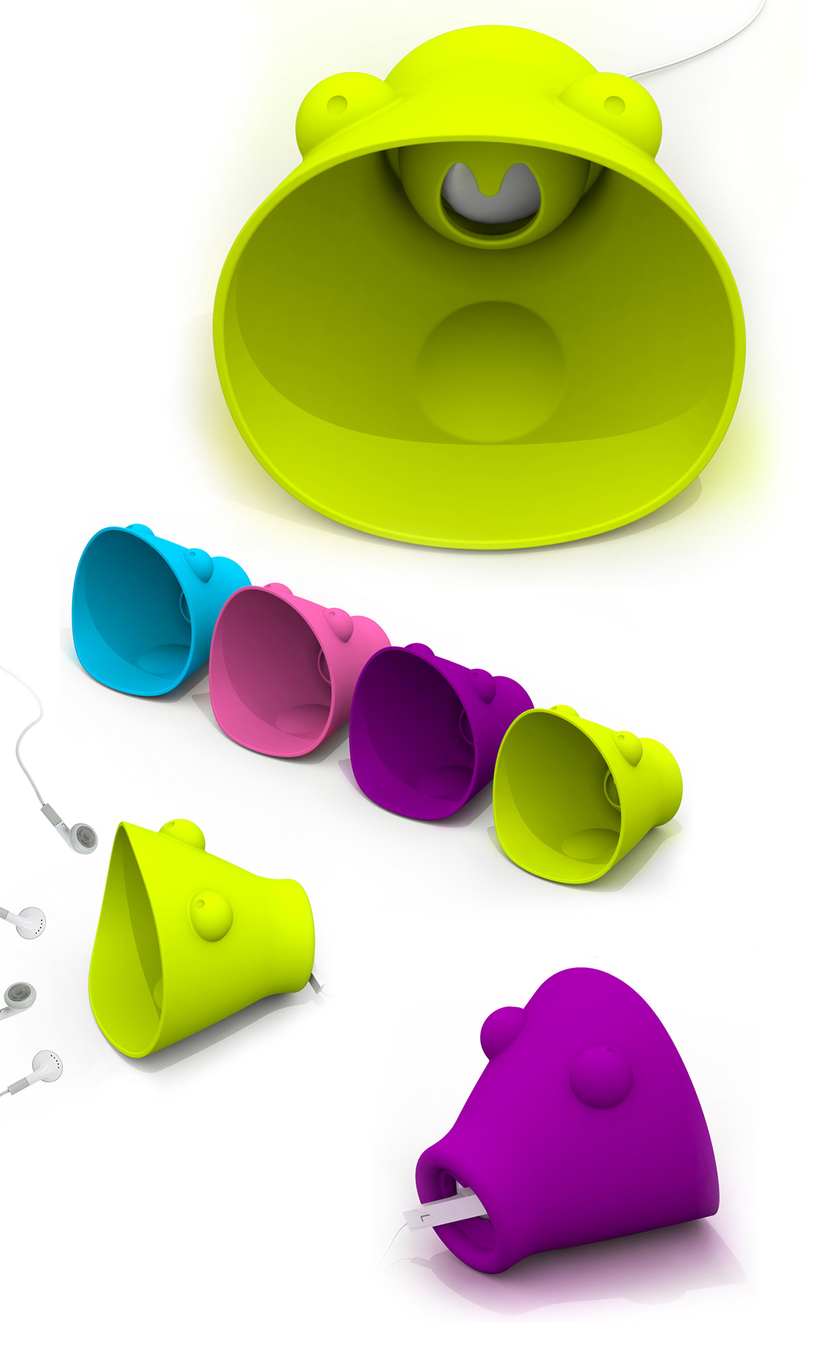 silicon frog-like colorfull and fun sound earphone amplifier
