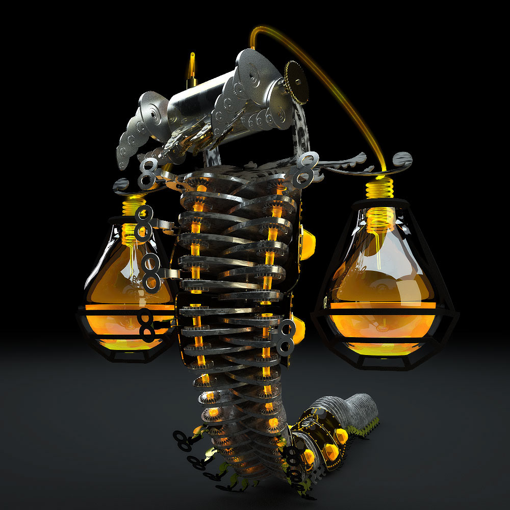 Caterpillar STEAMPUNK metal bug insect macro inspire 3dstudio