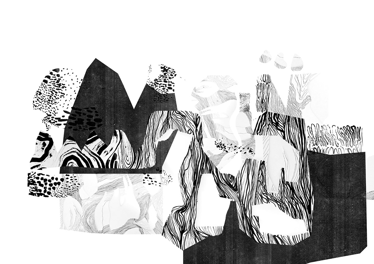 Drawing  digital illustration black and white Texture Design texturestudy selva jungle leopard Flowers spaguetti