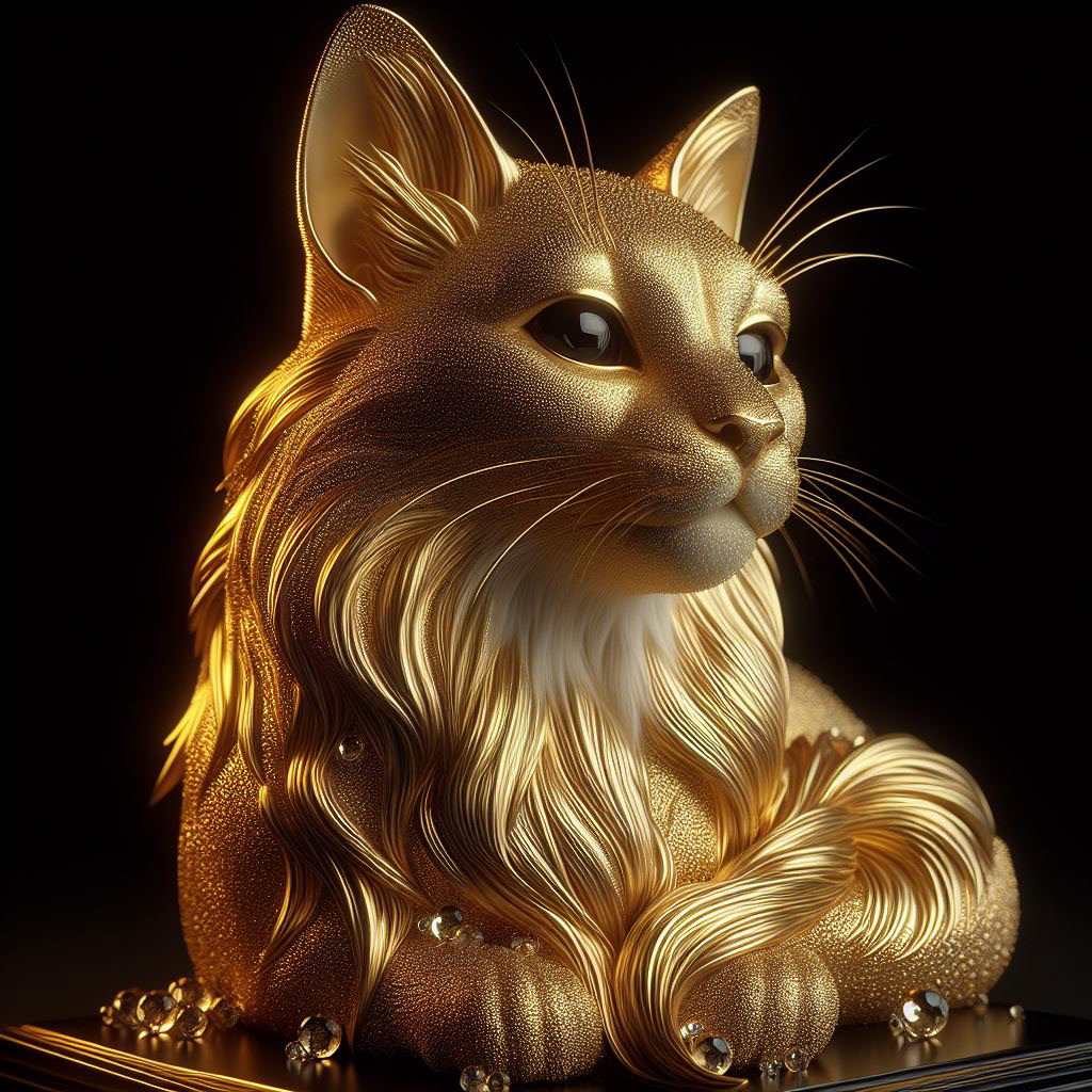 Joyas Brillo oro cristal brillantes Gato Escultura. estatuilla Marfil