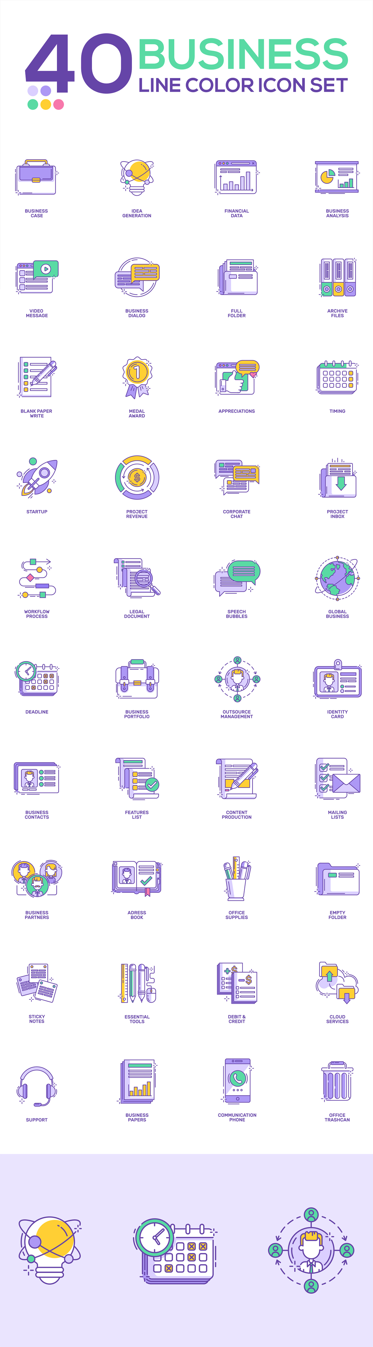 icons business purple download outline set