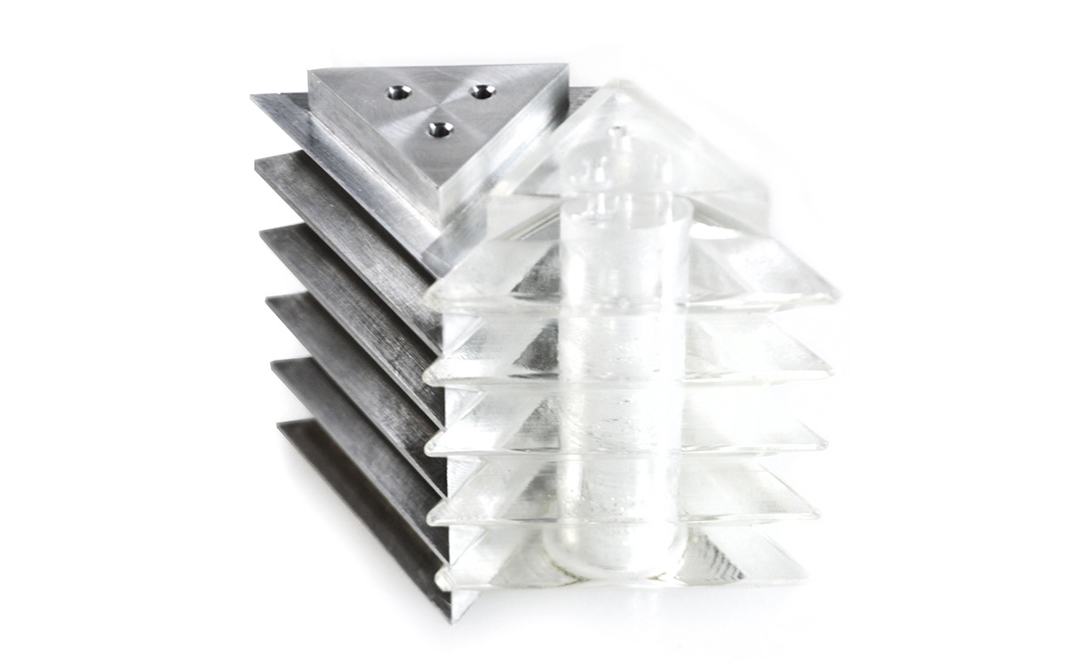 Salt pepper shakers milling machine zig zag pinch MACHINED milling aluminum acrylic geometric triangular