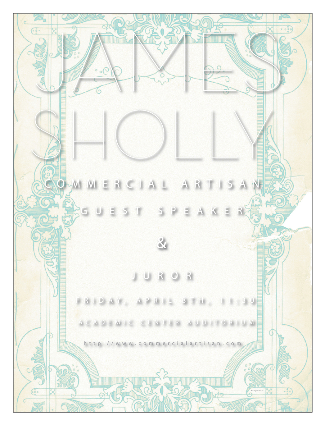 poster James Sholley Style Classic classic style modern ornate  letter presses guest speaker ringling