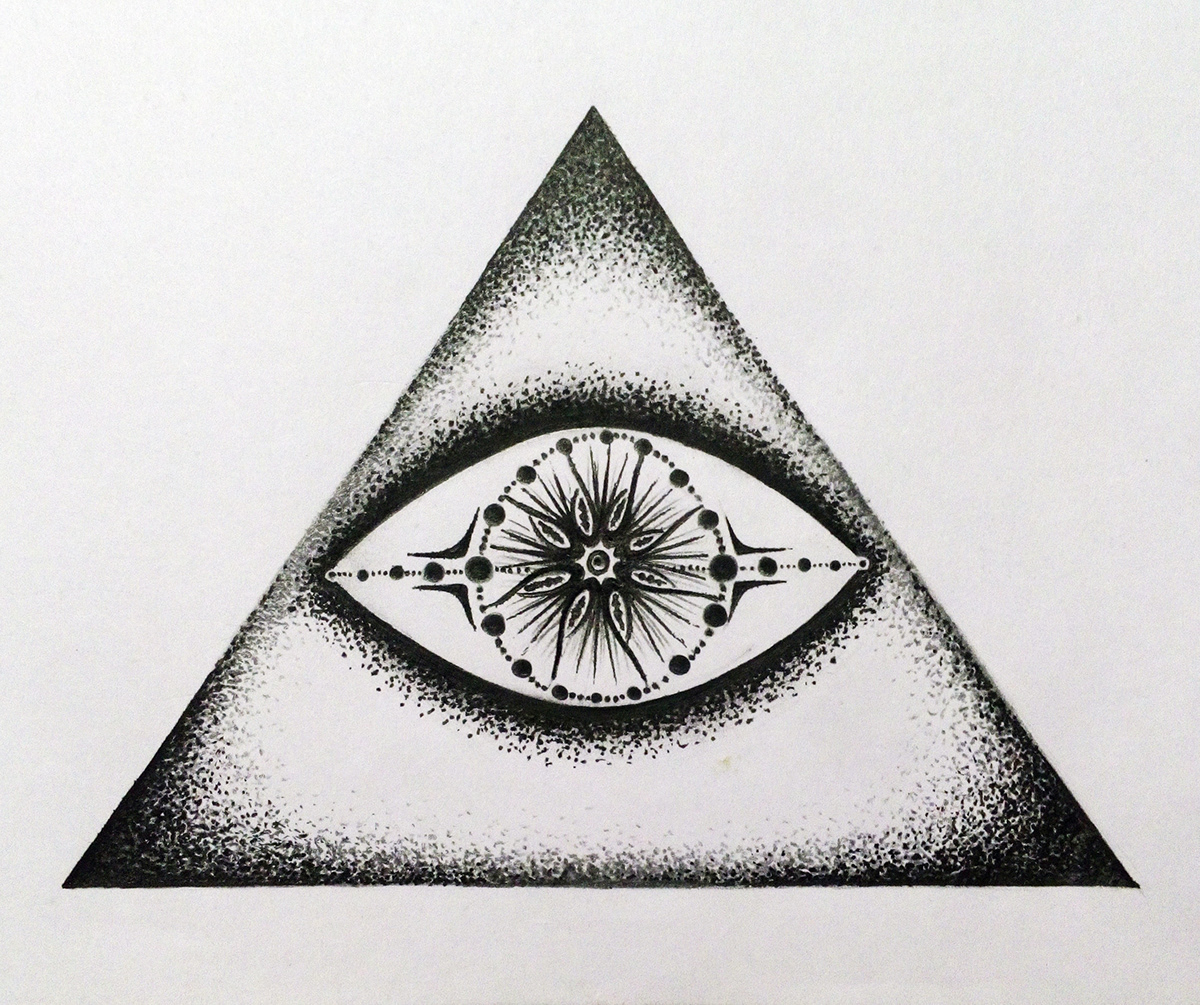 hand drawn blackandwhite bnw illuminati logo symbol Black&white dot work dot art