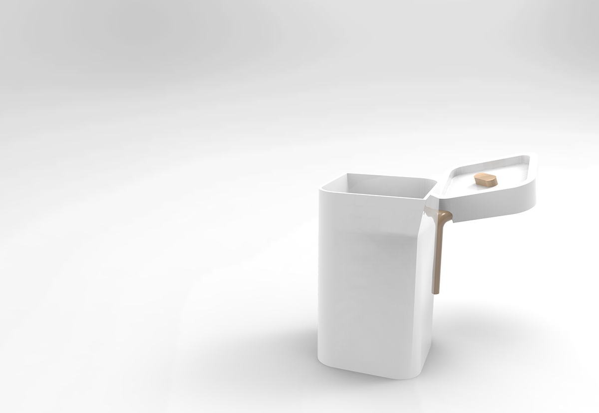 muji kettle electric kettle home goods simplistic minimal White wood 3dprinting cad rendering sketches process model prototypying