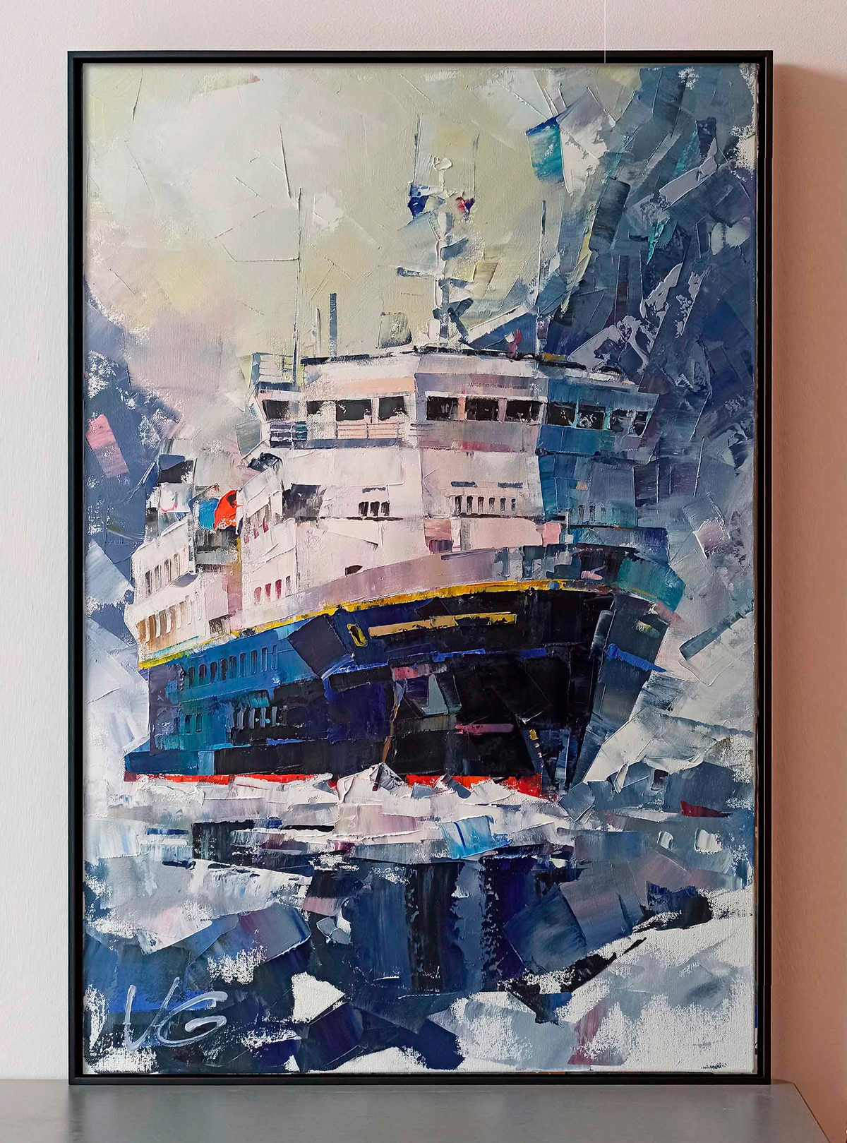 Adobe Portfolio Landscape cargo ship Shipyard Boat maritime art Nautical History Art ocean liners ship oil painting Vintage Cargo Ship