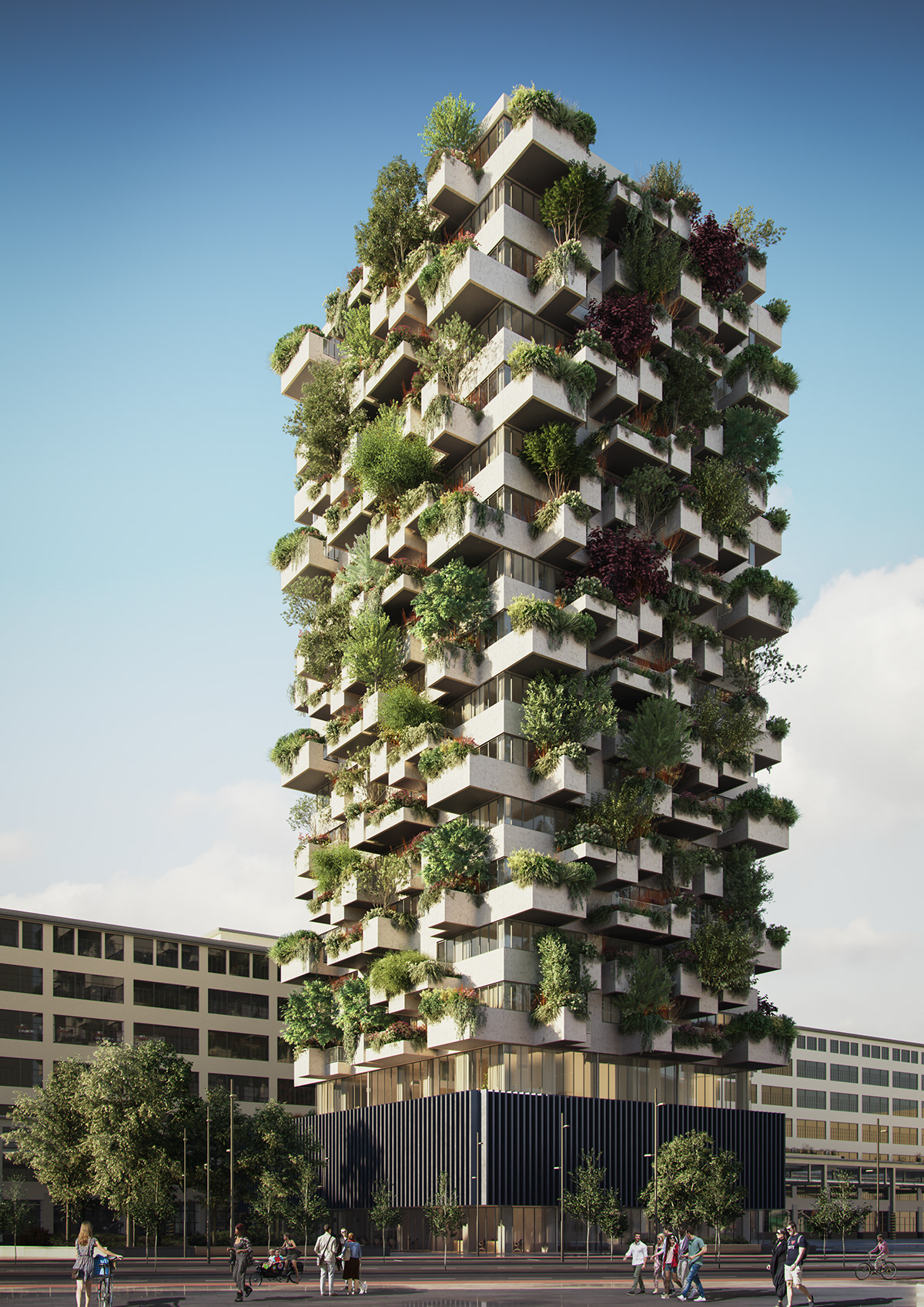vertical forest rendering 3D ILLUSTRATION  High Rise residential architecture architectural visualization Render artist impression