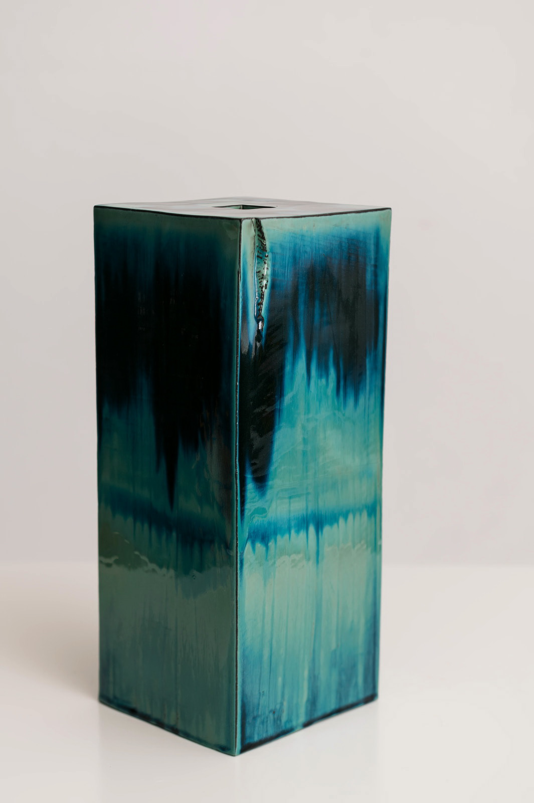 artceramic blue ceramic clay craft cuboid glaze handmade product design  Vase