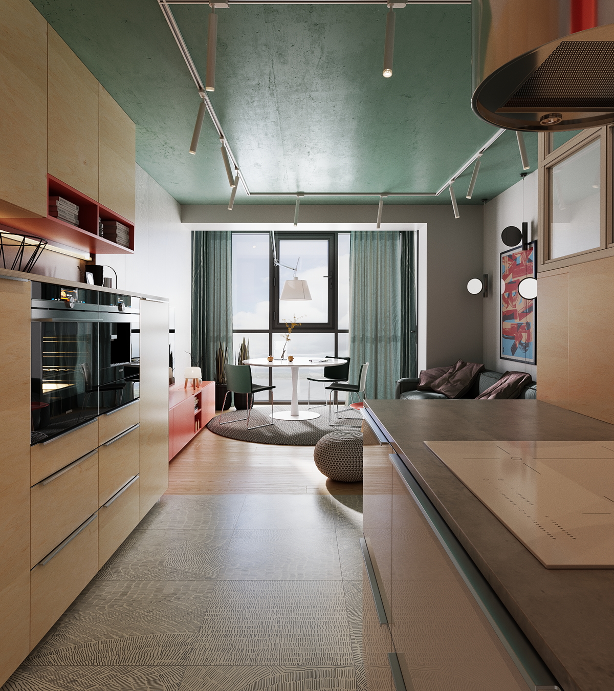 Interior coronarenderer CGI kitchen appartment modern