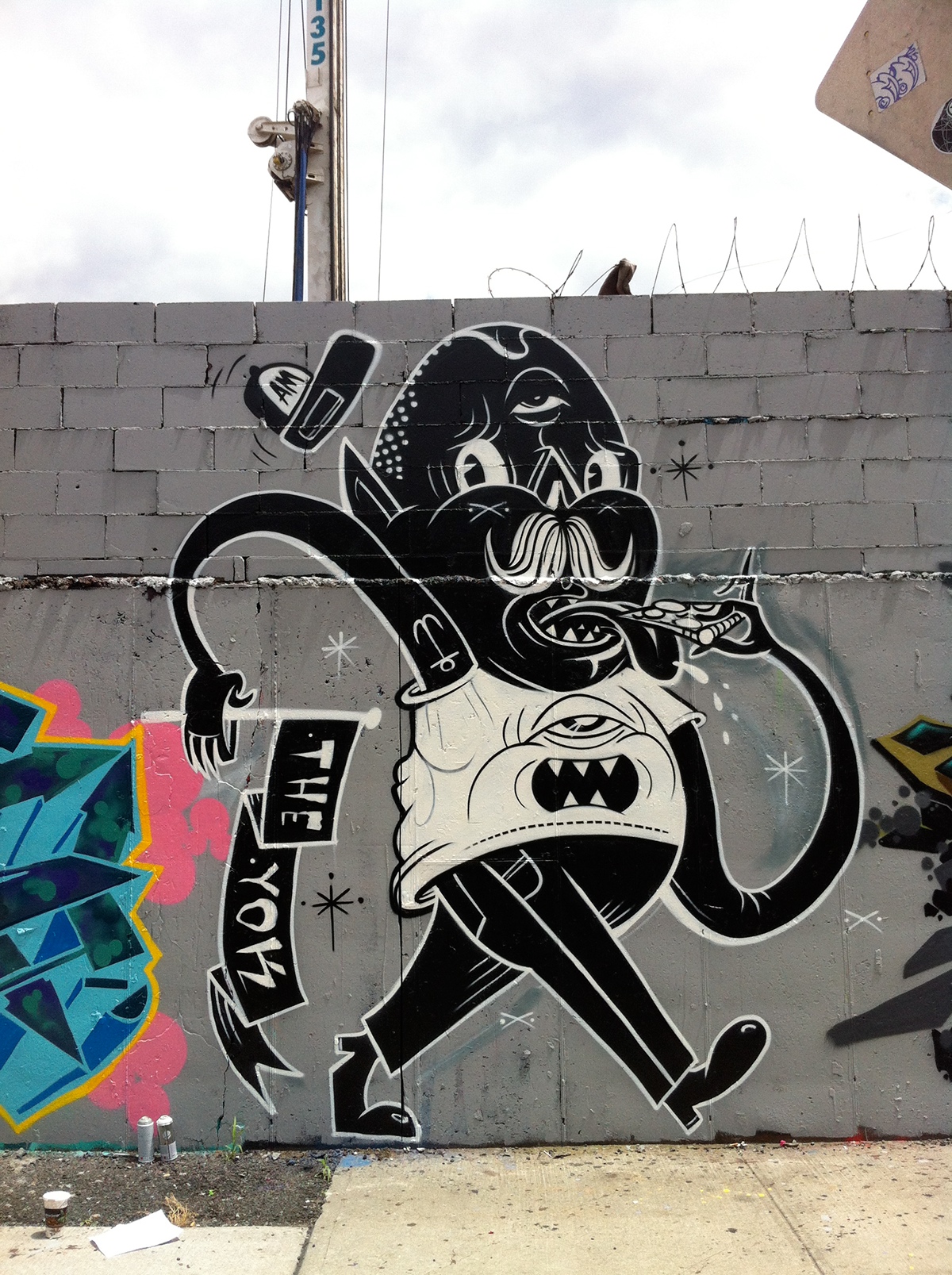 yok  sheryo  theyok streetart  brooklyn  nyc fish chips birds bird blackandwhite Urban walls spraypaint skull