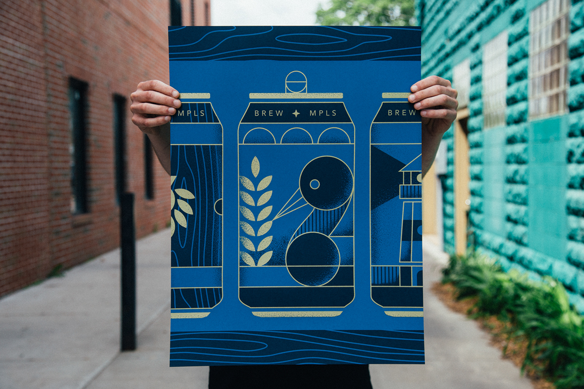beer brewing poster minneapolis minnesota loon bird can Posters and Pints brewery hops beer can lighthouse barrel