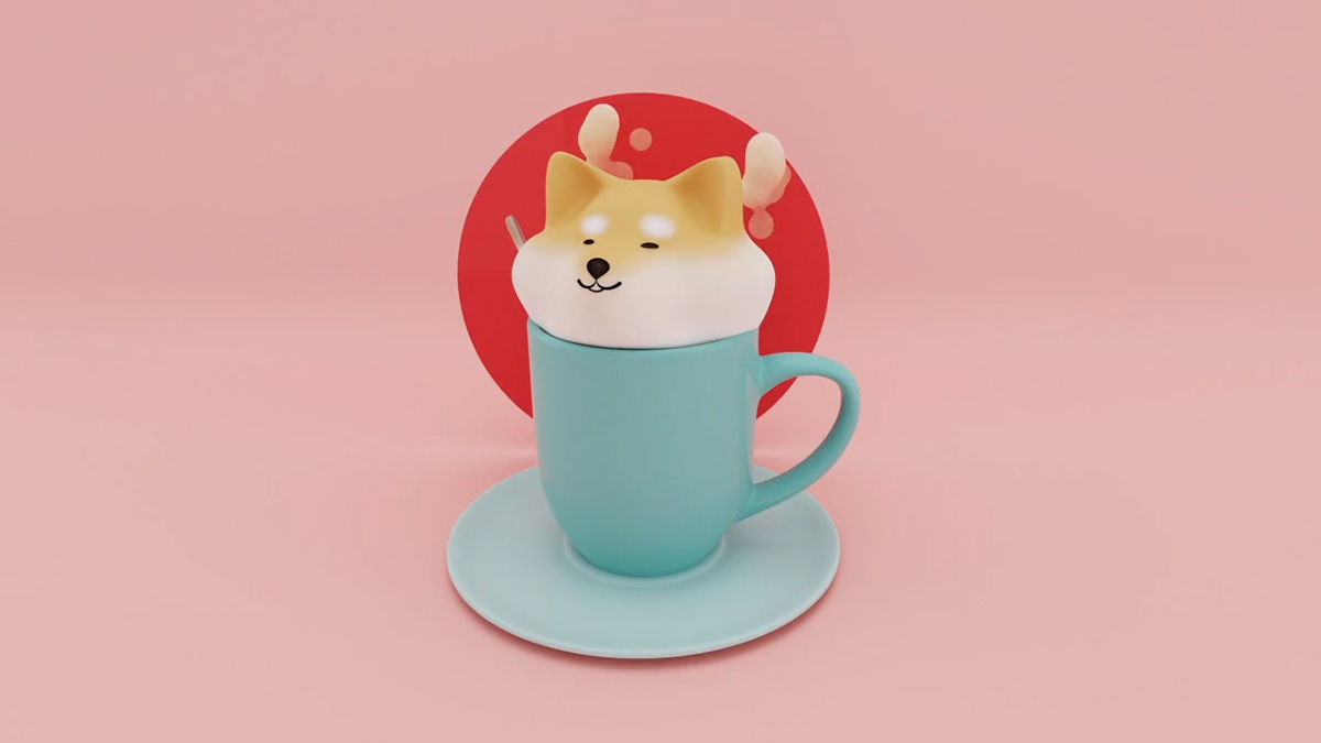 3D animation  cinema 4d cute Digital Art  dog Maya motion design Octane Render shiba