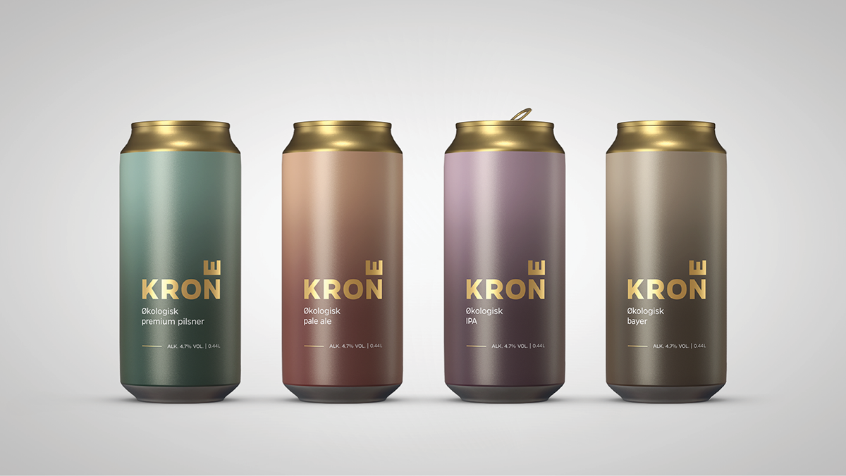 Packaging bottle beer crown logo design minimalistic organic gold norwegian