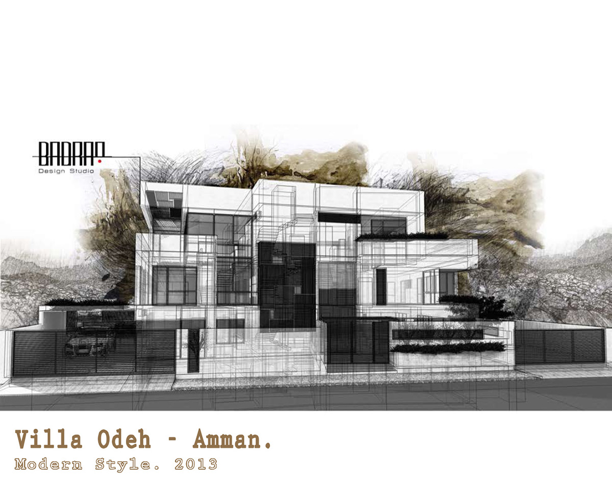 private villa housing jerusalem amman residential watercolor presentation KSA