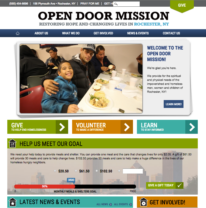 Adobe Portfolio Open Door Mission Web design rochester food pantry nonprofit Website