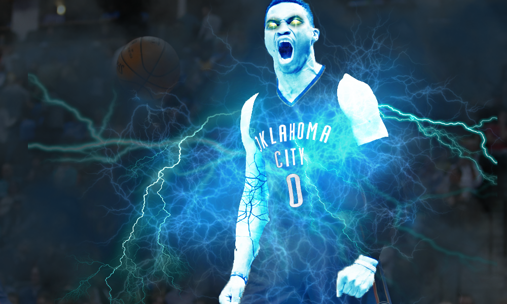 NBA Russel Westbrook God of Thunder basket sports