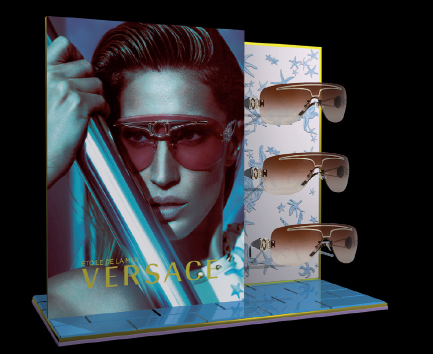 VERSACE  visual merchandising eyewear Luxottica Display shop Window