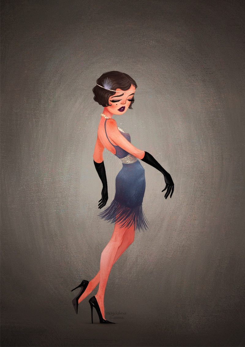 Burlesque Lady Fashion  portrait ILLUSTRATION  painting   Drawing  flapper Character design  animation 