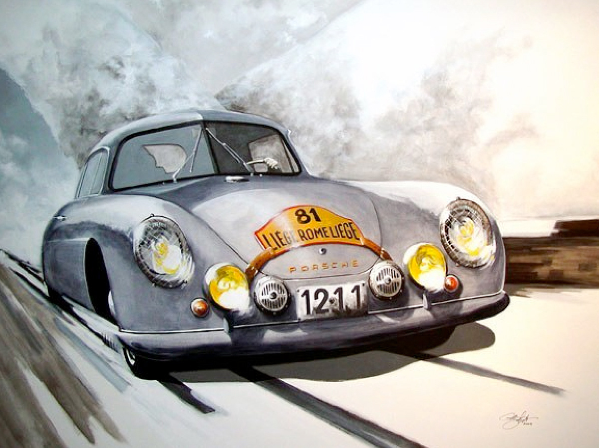 Automotive Fine Art car art Porsche 356 Porsche Early race cars