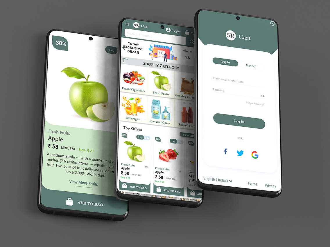 Adobe XD android e-commerce Ecommerce Grocery Grocery App Grocery application Mobile app ui design UX design