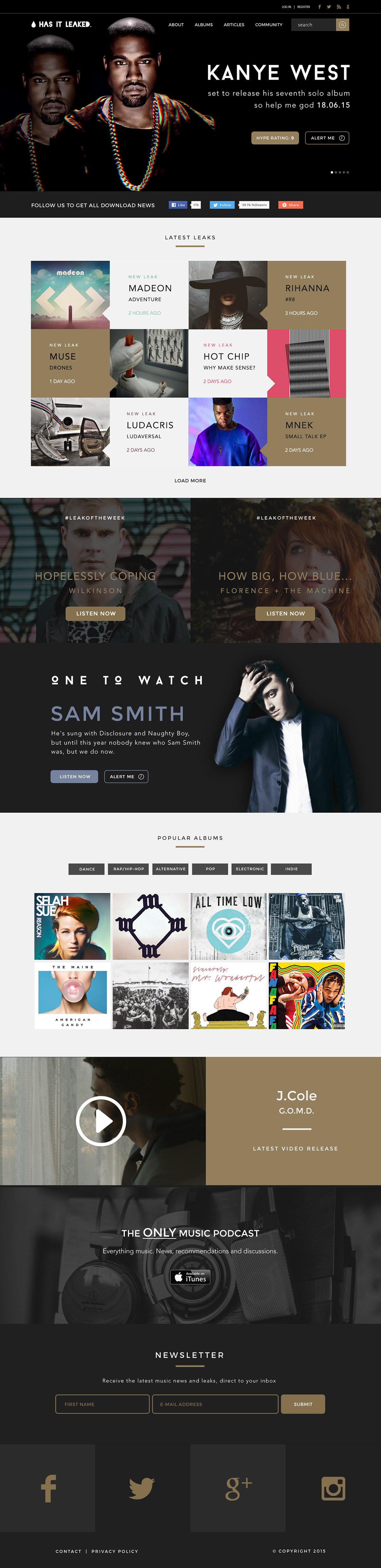 Kanye West has it Leaked Website Website Design designbyeh black gold homepage music design ux stream Streaming
