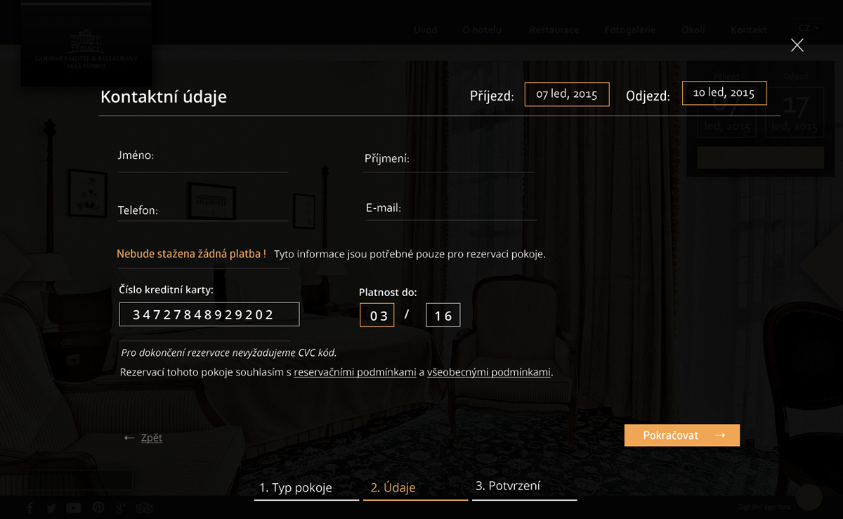 Webdesign hotel reservation luxury black gourmet restaurant Website Web cesky Czech
