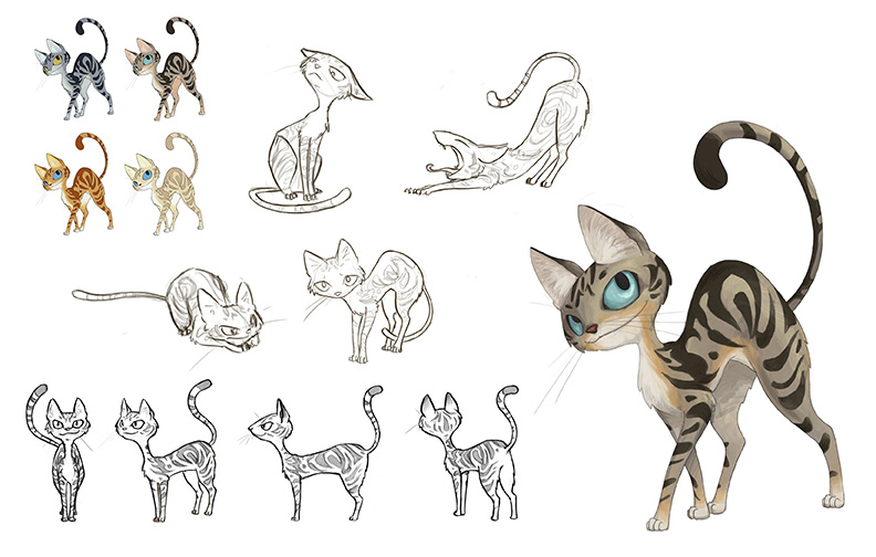 Character Cat gestures turnaround Model Sheet
