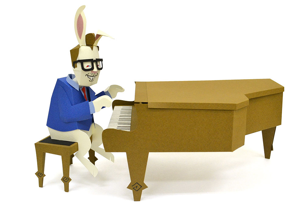papercraft paper toy jazz alice in wonderland alice dave brubeck Dizzy Gillespie charlie parker duke ellington Miles Davis Louis Armstrong cheshire cat white rabbit