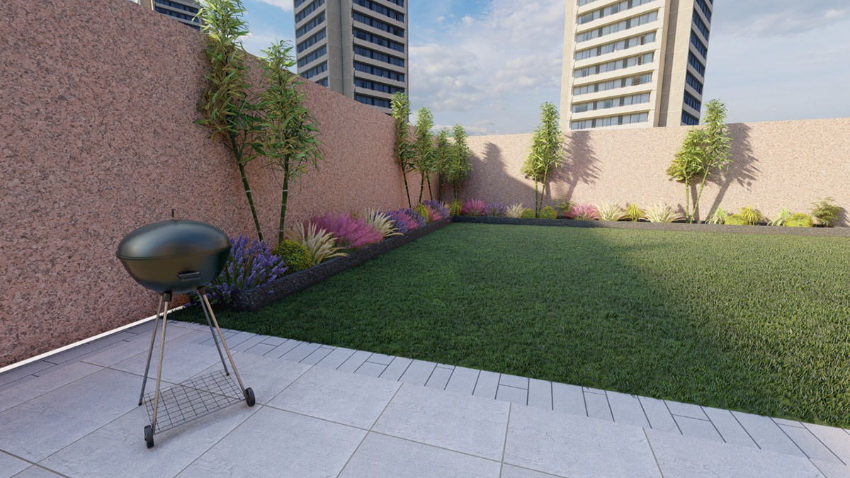 3D art designs dubai green Interior Landscape Pool UAE Villas