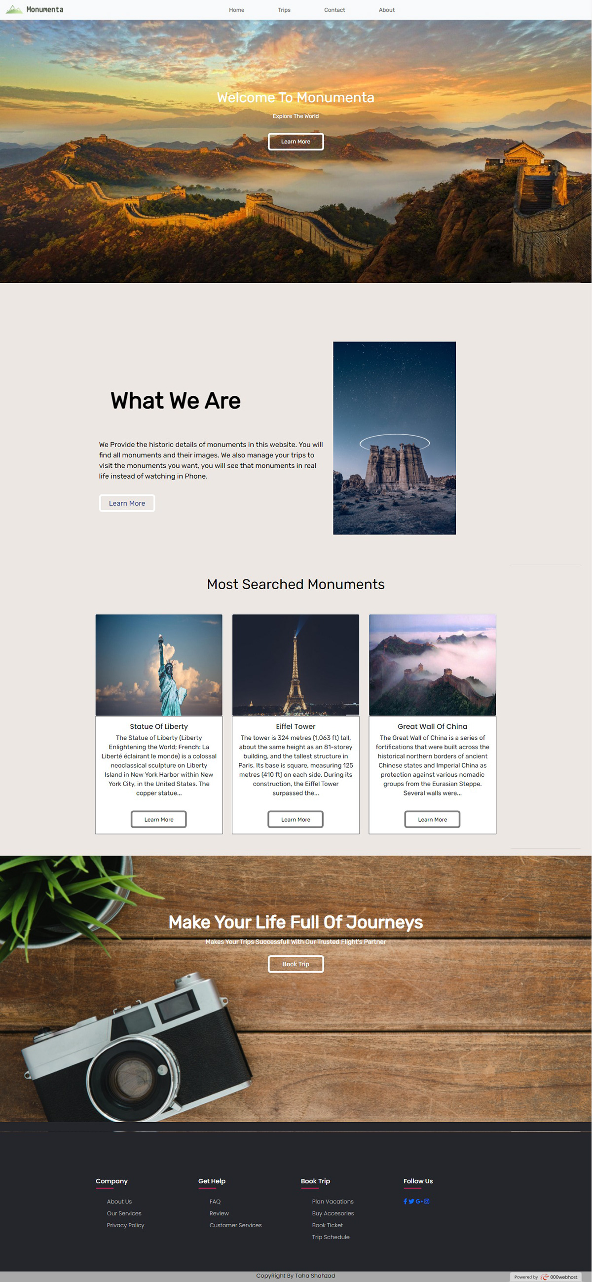 bootstrap css HTML monument Photography  Responsive Travel UI/UX Web Design  Website