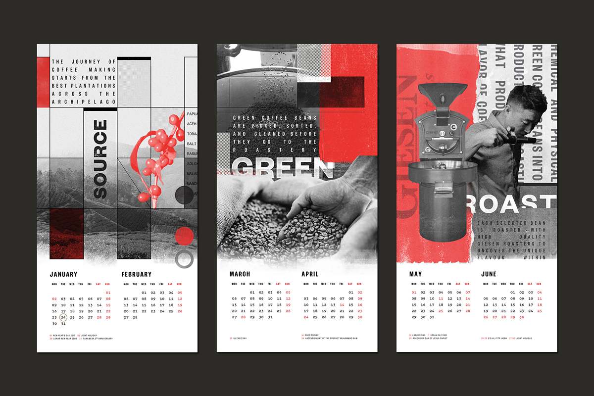 calendar Coffee indonesia jakarta bold collage printmaking