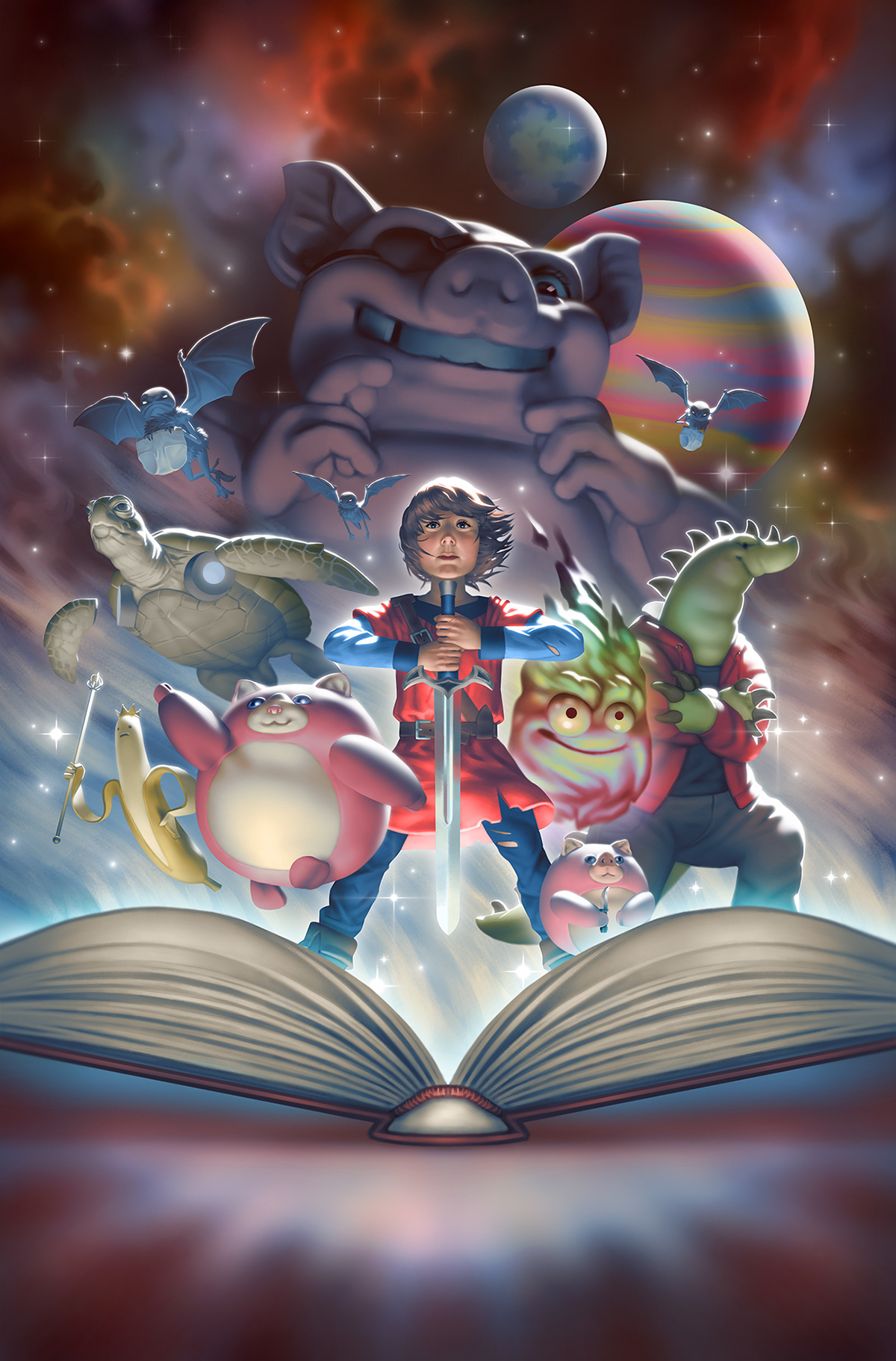 childrens illustration galaxy imaginary friends imagination kid and sword kid with sword movie poster Scifi Space  Space Drama