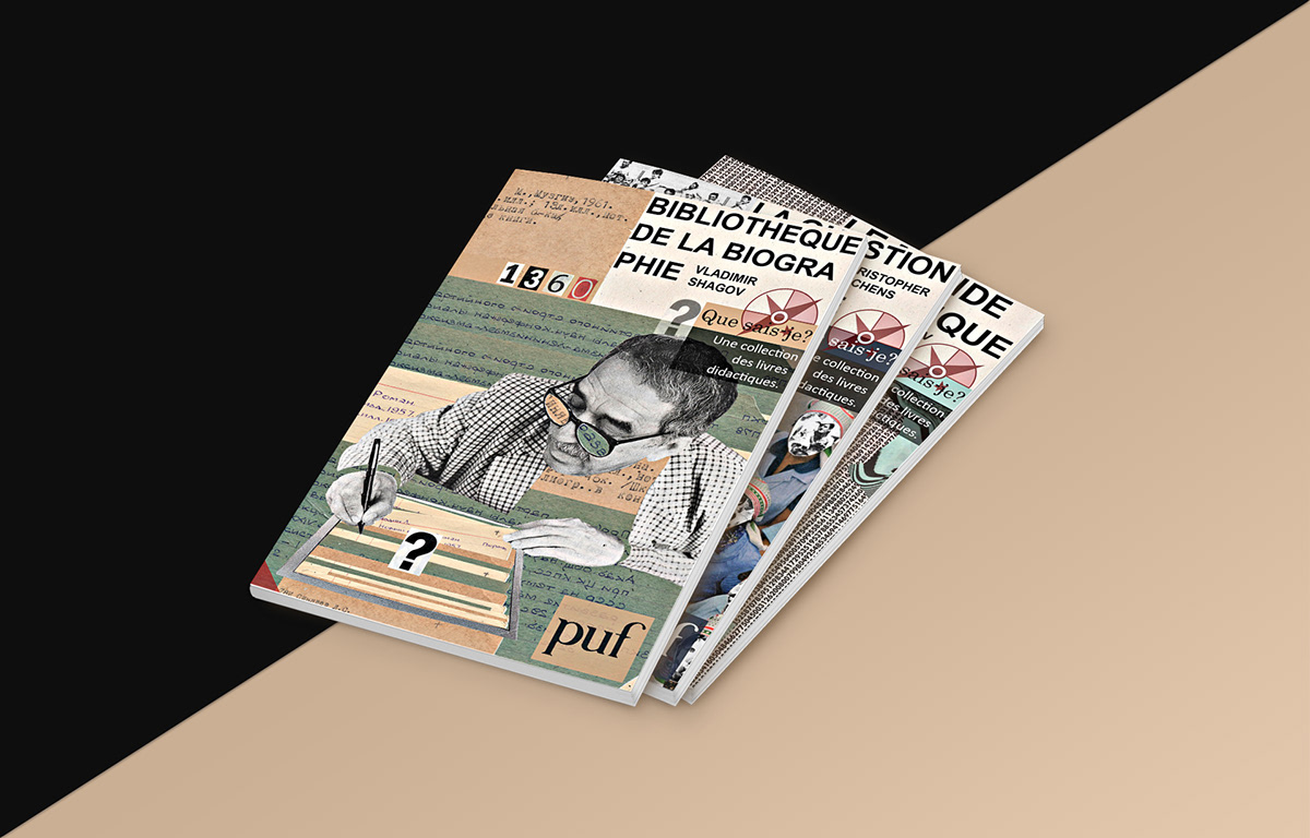 editorial design  magazine que sais-je? collage newspaper retrospective book cover design editorial cover