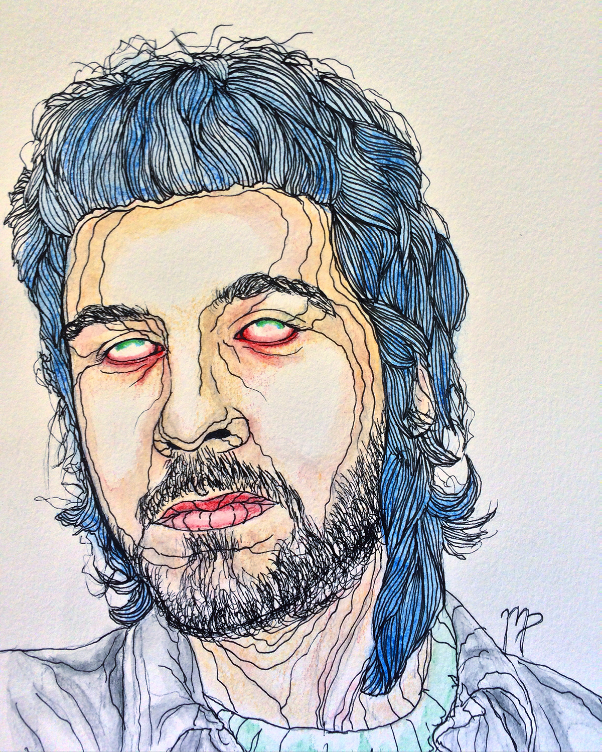 Wyatt Blair Burger Records Lolipop records watercolor IN watercolor and ink music
