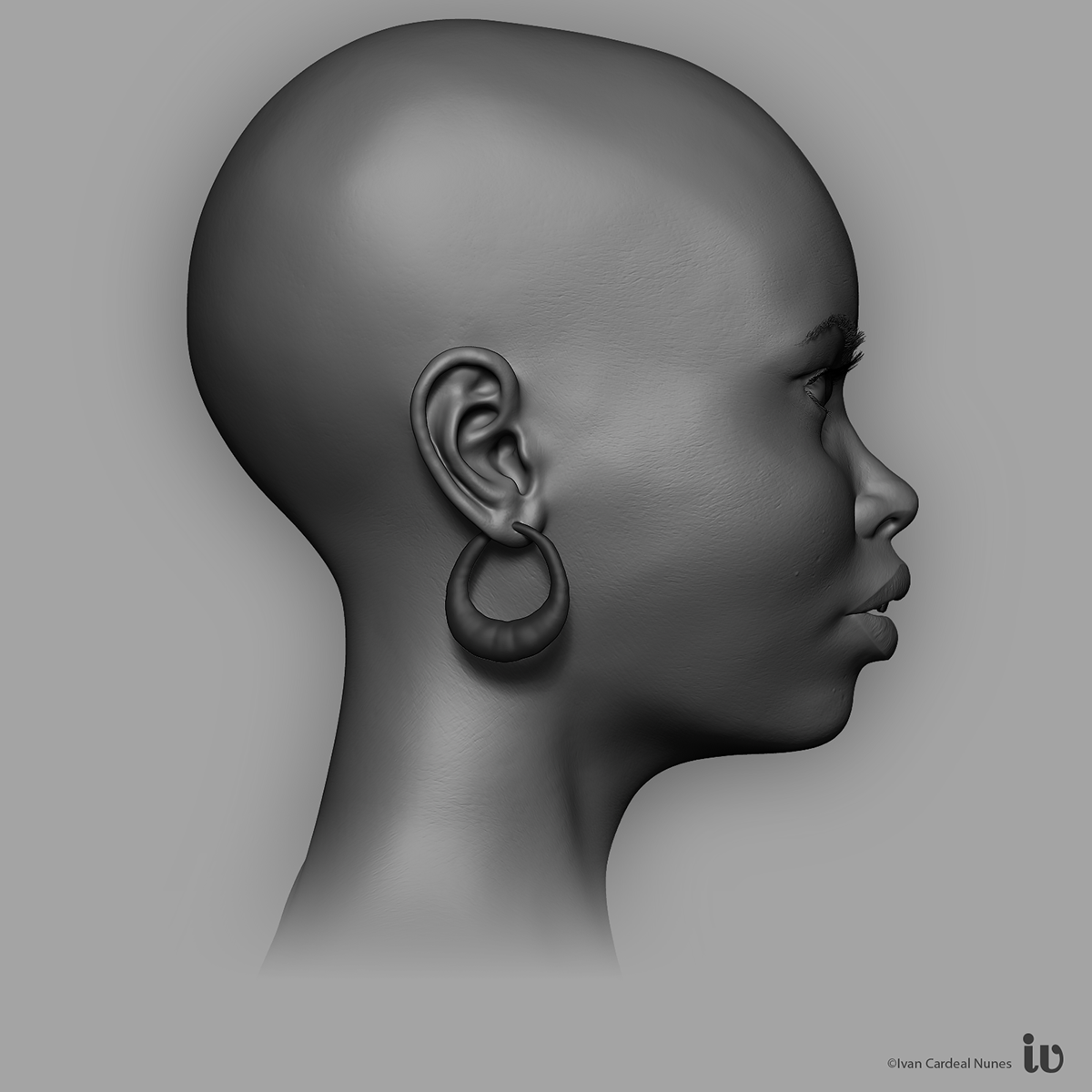 Zbrush Pixologic african woman head anatomy study fibermesh Character Sculpt