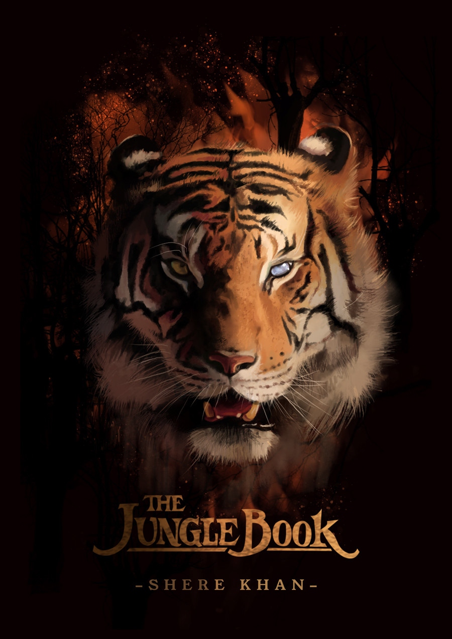 tiger movie poster The Jungle Book disney digital painting animals jungle Nature wacom Cintiq poster characer