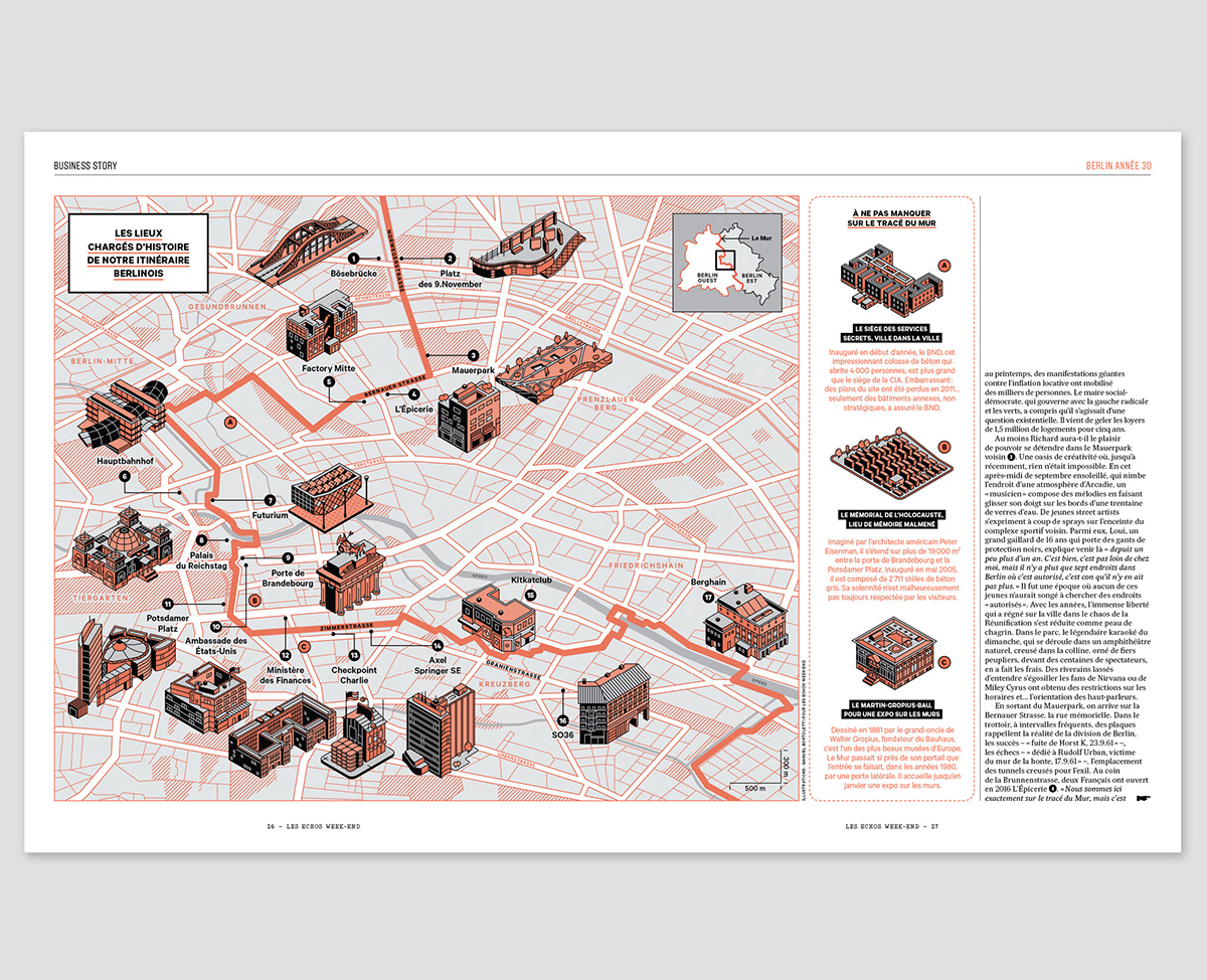 berlin editorial history ILLUSTRATION  infographic Isometric magazine map wall
