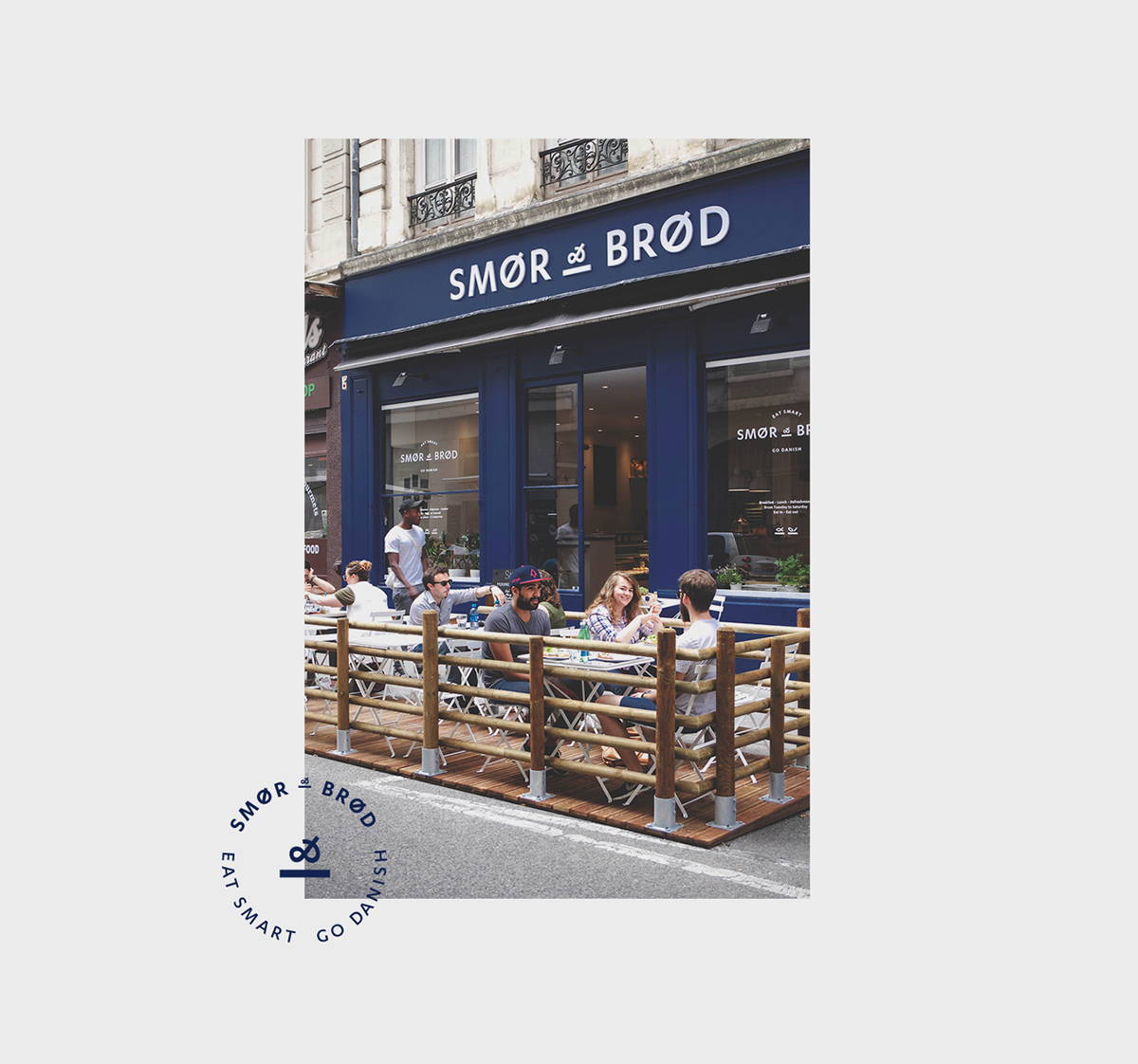 Smør & Brød danish restaurant bar navy nordic danemark lyon blue sandwich Food  logo Smart smørrebrød identity