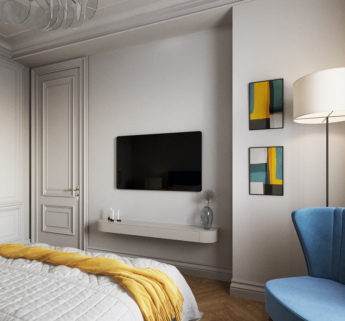 bed 3ds max visualization corona interior design  Render 3D