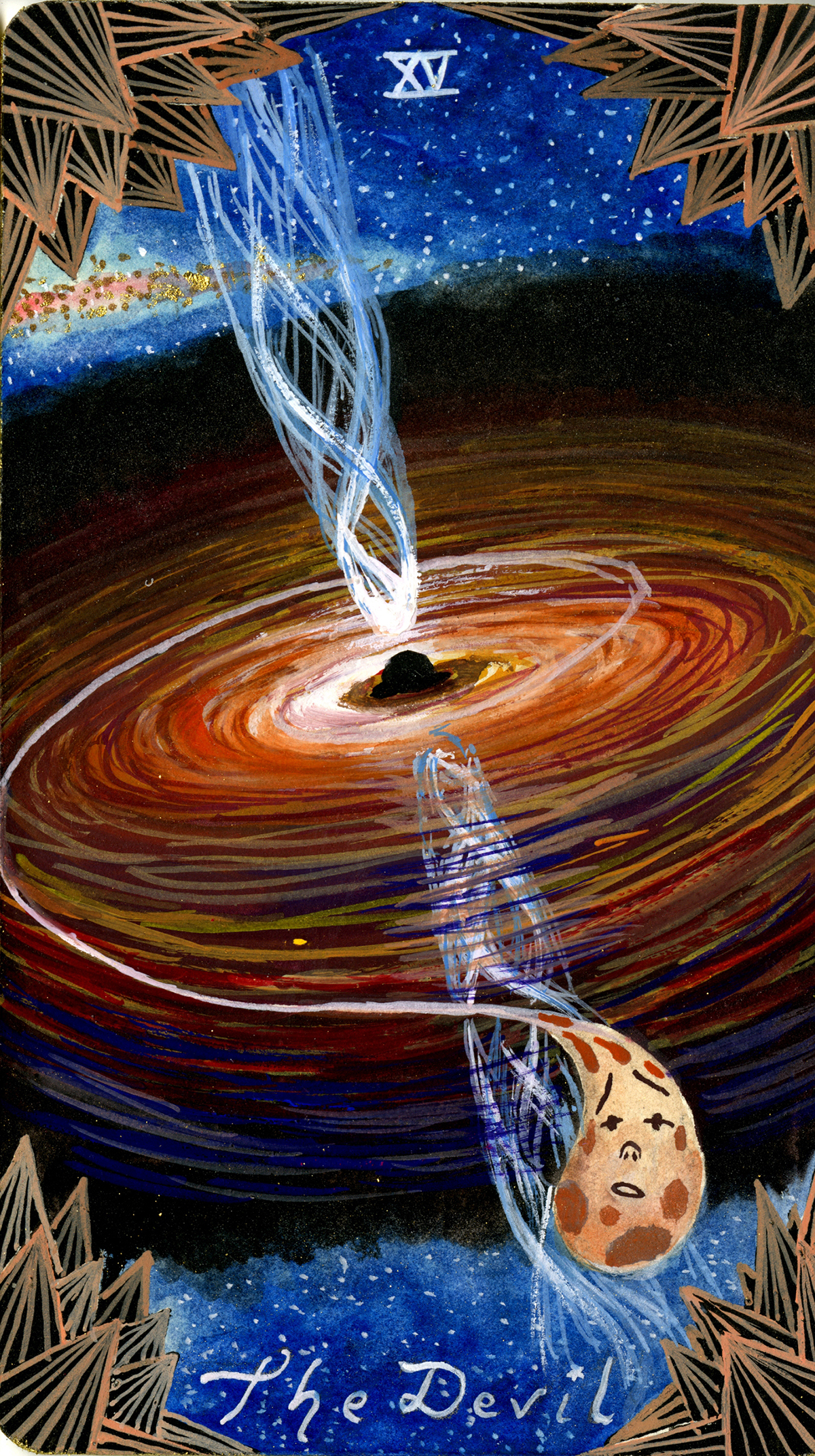 tarot card children's book illustration planet star Comet pattern religion