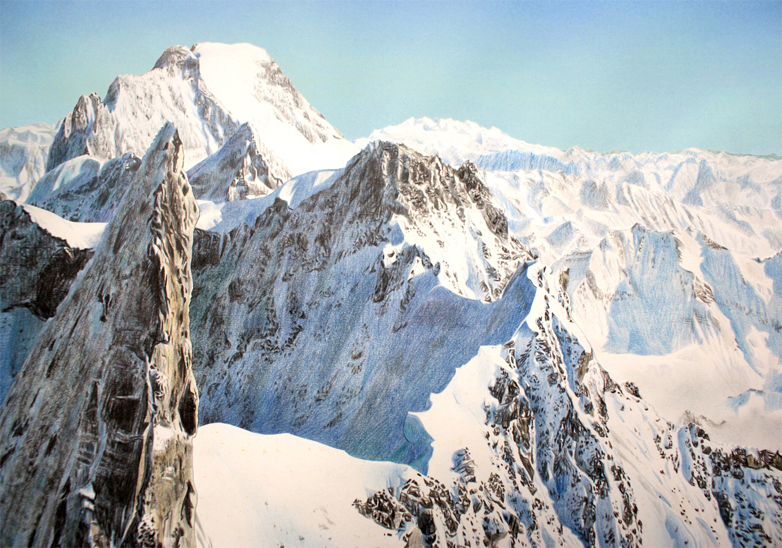 crayons de couleur alpinisme paysage dessin mont-blanc montagne