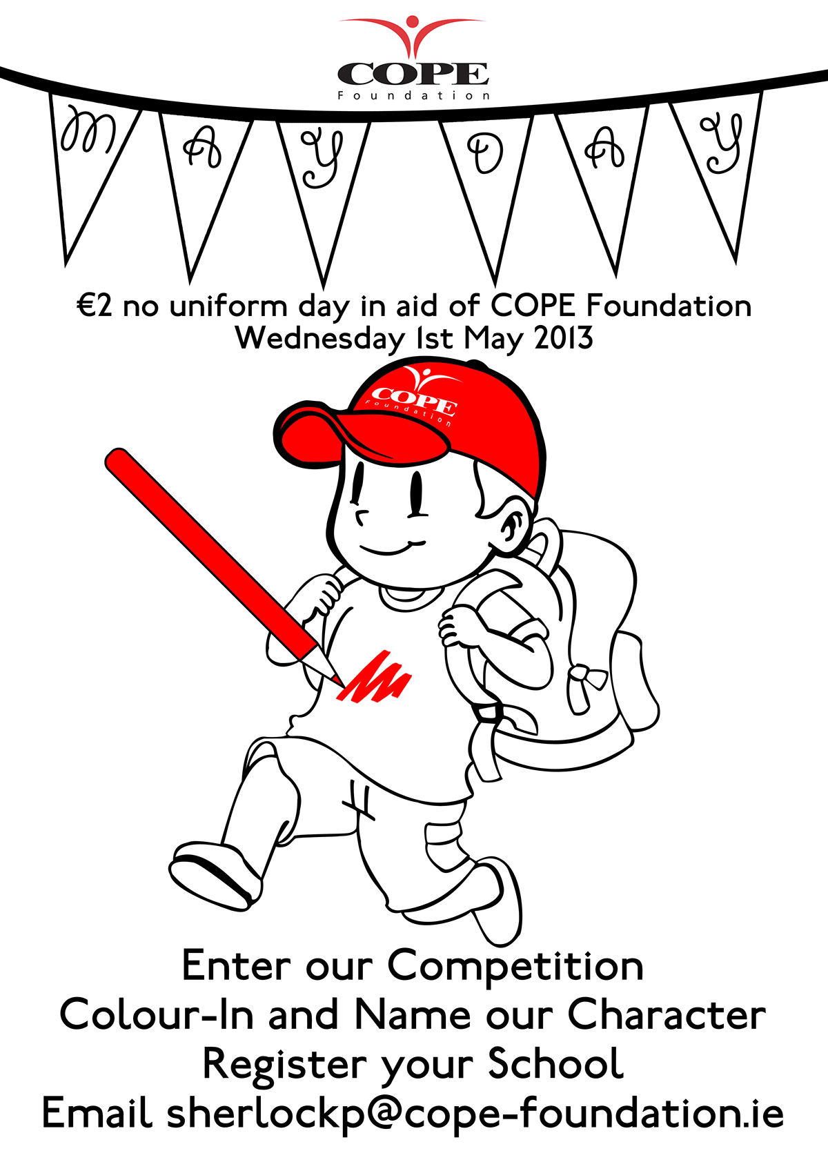 Cope foundation fundraising poster COLOURING charity May Day